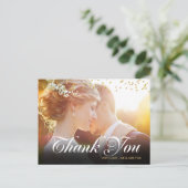 Carte Postale Confetti Gold Confetti Script Merci photo (Debout devant)