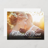 Carte Postale Confetti Gold Confetti Script Merci photo (Devant / Derrière)