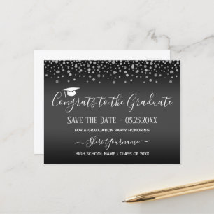 Carte Postale Confetti Graduation Party Enregistrer la date Invi