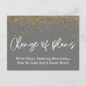 Carte Postale Confetti Grey Changement de plan Mariage reporté (Devant)