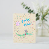 Carte Postale Confetti Party crocodile vert beige (Debout devant)
