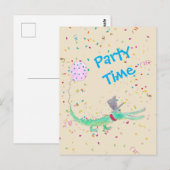 Carte Postale Confetti Party crocodile vert beige (Devant / Derrière)