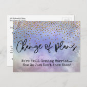 Carte Postale Confetti Purple Changement de plans Mariage report (Devant / Derrière)