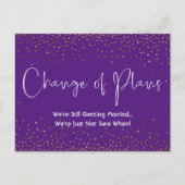 Carte Postale Confetti Purple Changement de plans Mariage report (Devant)