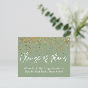 Carte Postale Confetti Sage Report du Mariage Reporté
