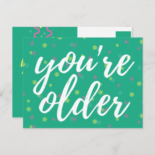 Carte Postale Confetti Script Anniversaire (Devant / Derrière)