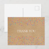 Carte Postale Confettis Arc-en-Ciel Kraft Rustique Merci (Devant / Derrière)