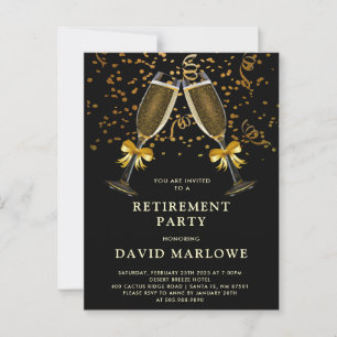 Carte Postale Confettis Champagne Noir Pailleté Or