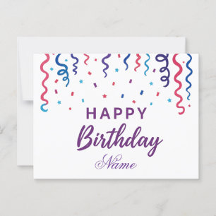 Carte Postale Confettis Colorés Joyeux Anniversaire
