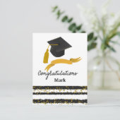 Carte Postale Confettis de Félicitations de Diplôme noir or  (Debout devant)