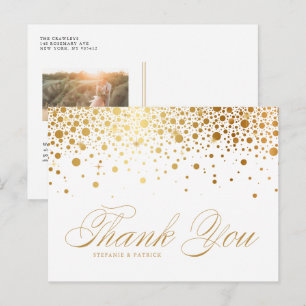 Carte Postale Confettis en feuille d'or faux Photo de mariage re