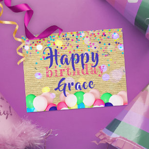 Carte Postale Confettis et Ballons Colorés Joyeux Anniversaire