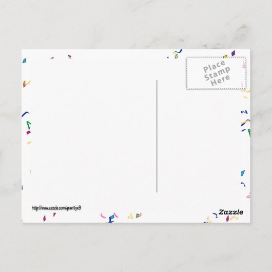 Carte Postale Confettis sur fond blanc (Dos)