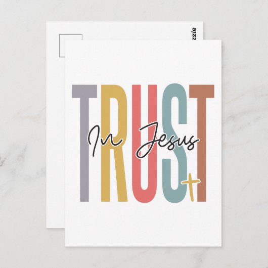 Carte Postale Confiance en Jésus, crois en Dieu, fais confiance (Devant / Derrière)