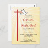 Carte Postale Confirmation pour Son Red Cross & Dove Gold Rays (Devant / Derrière)