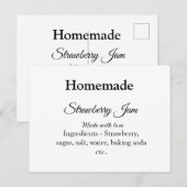 Carte Postale Confiture de fraise maison faite avec amour ajoute (Devant / Derrière)