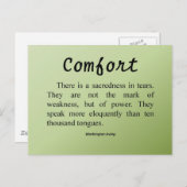 Carte Postale Confort pour les larmes (Devant / Derrière)