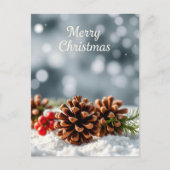 Carte postale confortable Pinecone et Joyeux Neige (Devant)
