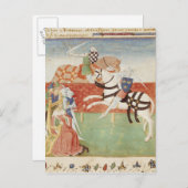 Carte Postale Confrontation de deux chevaliers devant le roi (Devant / Derrière)