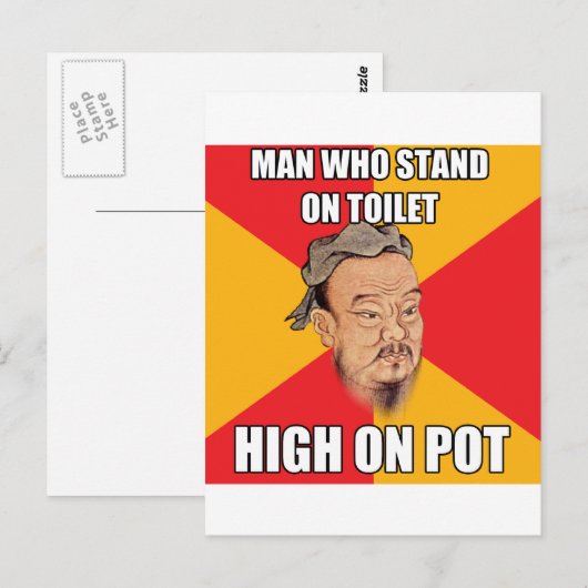 Carte Postale Confucius dit haut sur pot (Devant / Derrière)