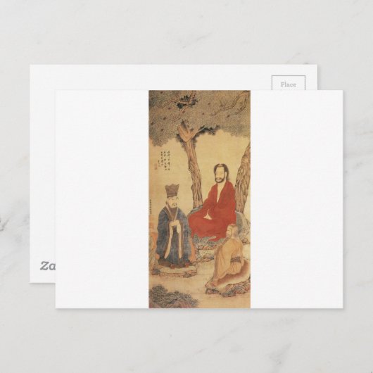 Carte Postale Confucius, Lao-tzu et Arhat bouddhiste (Devant / Derrière)