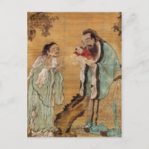 Carte Postale Confucius présentant bouddha à Laozi