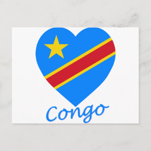 Carte Postale Congo République Démocratique Drapeau Coeur