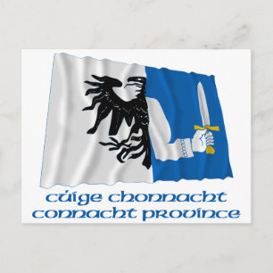 Carte Postale Connacht Province Drapeau agitant avec nom