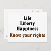 Carte Postale Connaissez vos droits (Devant / Derrière)