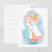 Carte Postale Connaissez votre pouvoir motivation citation fille (Devant / Derrière)