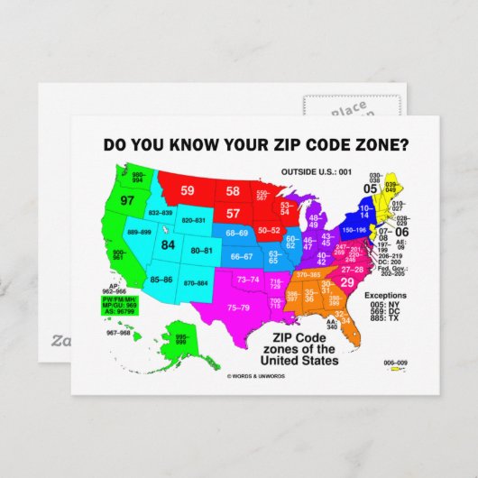 Carte Postale Connaissez-Vous Votre Zone Code Zip ? (Carte améri (Devant / Derrière)