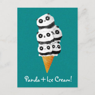 Carte Postale Conne de crème glacée de l'ours Panda doux