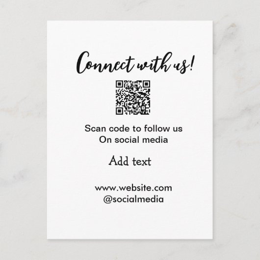 Carte Postale Connectez-vous avec nous scan QR code ajouter e-ma (Devant)