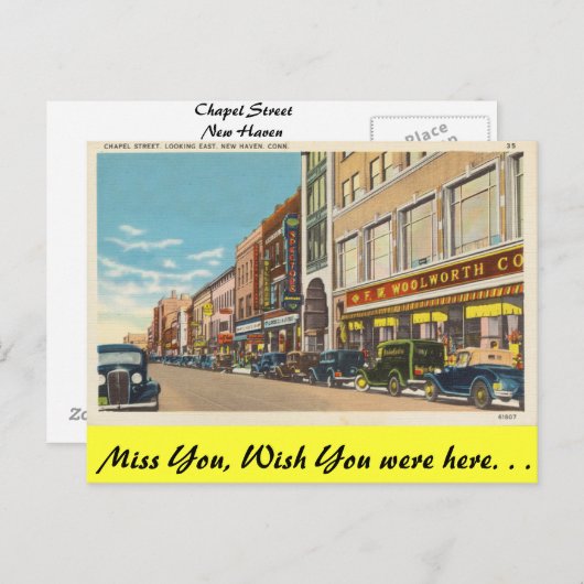 Carte Postale Connecticut, Chapel Street, New Haven (Devant / Derrière)