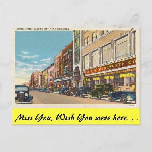 Carte Postale Connecticut, Chapel Street, New Haven (Devant)