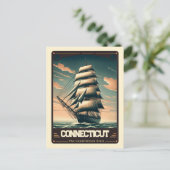 Carte Postale Connecticut | Esprit patriotique Vintage (Debout devant)