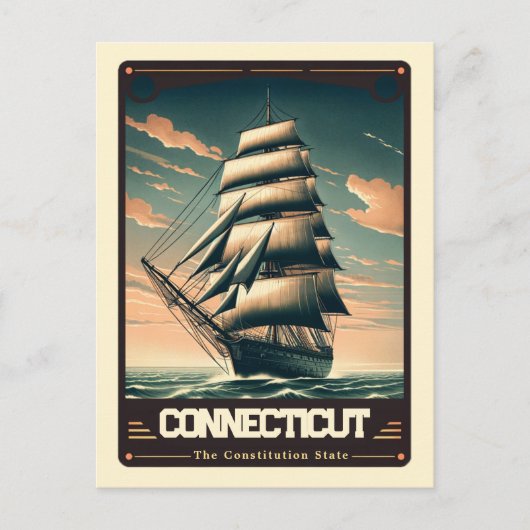 Carte Postale Connecticut | Esprit patriotique Vintage (Devant)