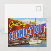 Carte Postale Connecticut Fall Harbor Yacht (Devant / Derrière)