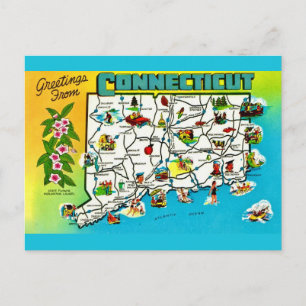 Carte postale Connecticut Map