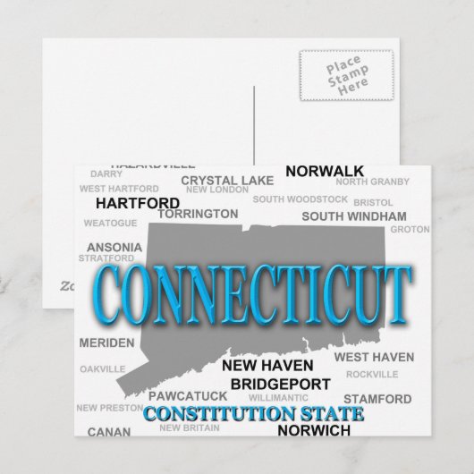 Carte Postale Connecticut State Pride Map Silhouette (Devant / Derrière)
