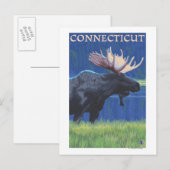 Carte Postale ConnecticutMoose au clair de lune (Devant / Derrière)