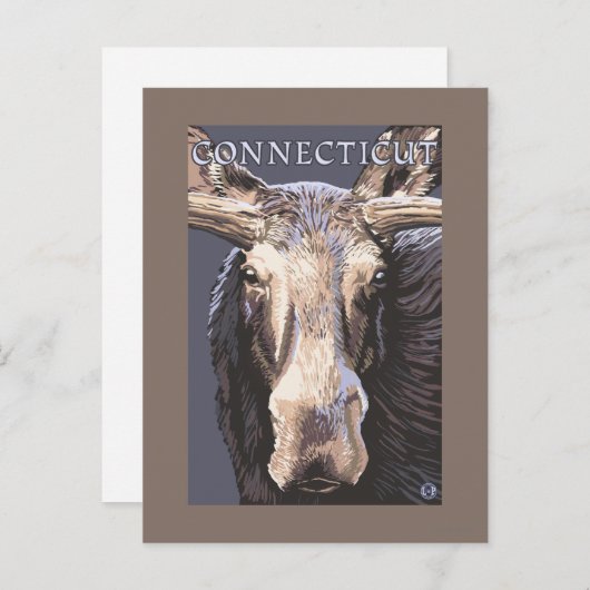 Carte Postale ConnecticutMoose - Fermer (Devant / Derrière)