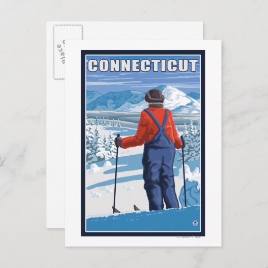 Carte Postale ConnecticutSkier Vue d'admission (Devant / Derrière)