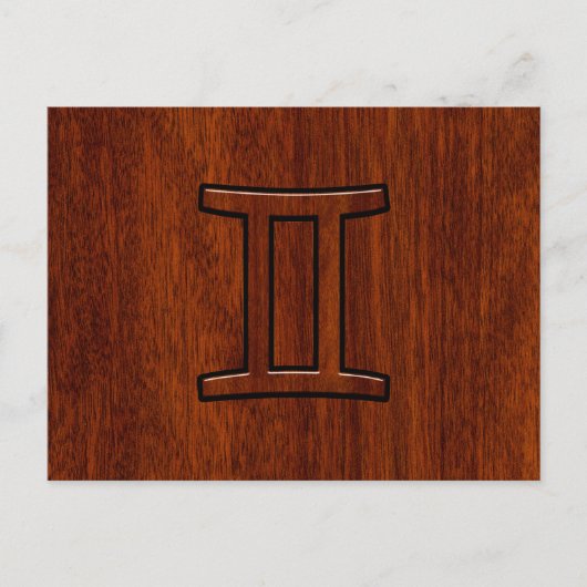 Carte Postale Connexion Gemini Zodiac en bois acajou (Devant)