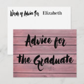 Carte Postale Conseil Pour Le Diplômé Moderne Rustique Rose Bois (Devant / Derrière)