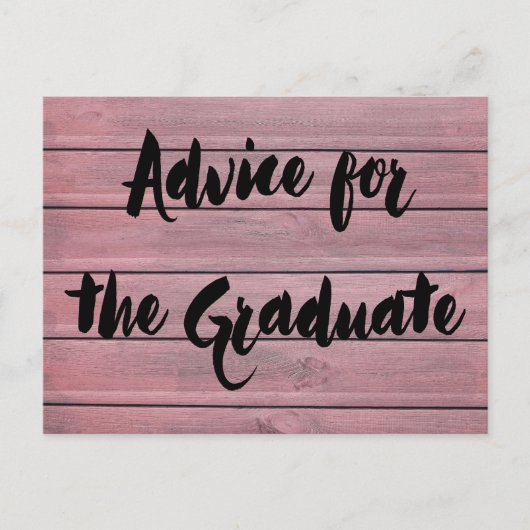 Carte Postale Conseil Pour Le Diplômé Moderne Rustique Rose Bois (Devant)