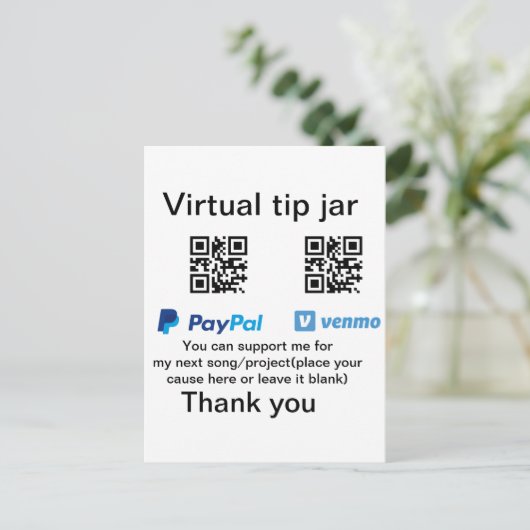 Carte Postale Conseil virtuel jar q r code argent don PayPal ven (Debout devant)