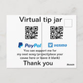 Carte Postale Conseil virtuel jar q r code argent don PayPal ven (Dos)