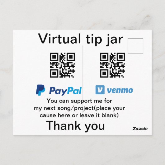 Carte Postale Conseil virtuel jar q r code argent don PayPal ven (Dos)