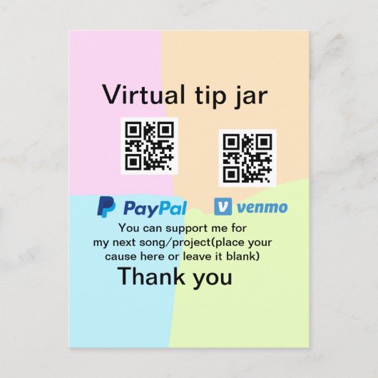 Carte Postale Conseil virtuel jar q r code argent don PayPal ven (Devant)